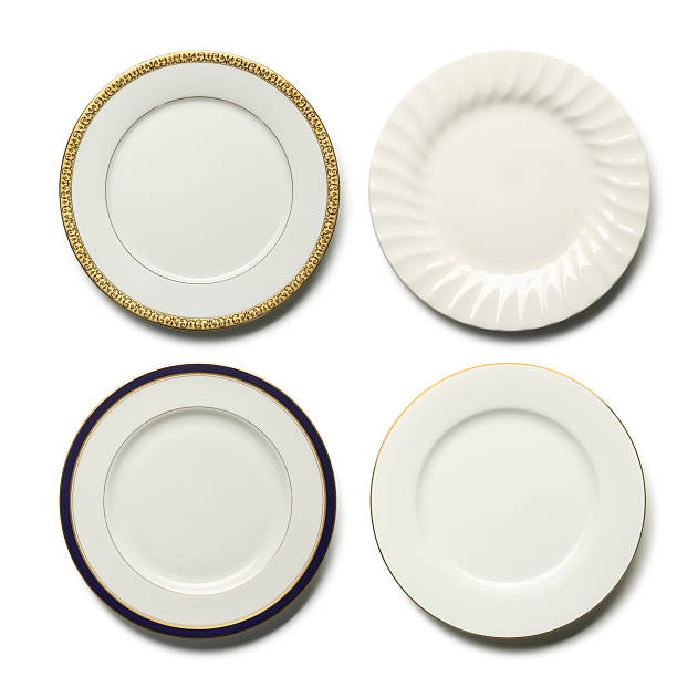 Dinner Plates Four elegant dinner plates om white with soft shadow. Place your own food on plate plate stock pictures, royalty-free photos & images