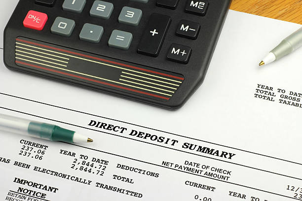 Direct Deposit Summary stock photo