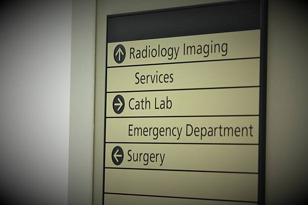 Directional Sign in a Hospital stock photo