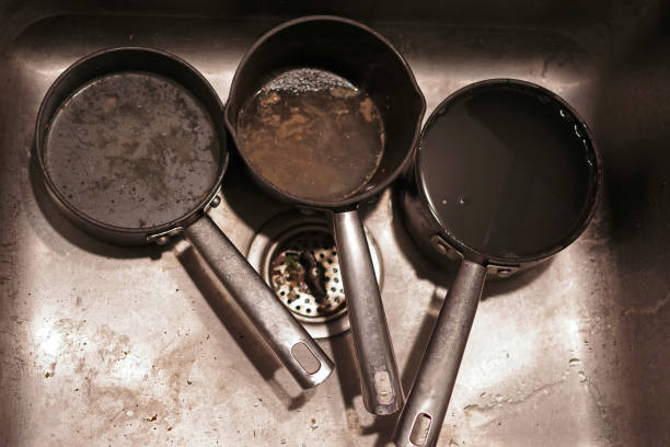 Dirty Pots stock photo