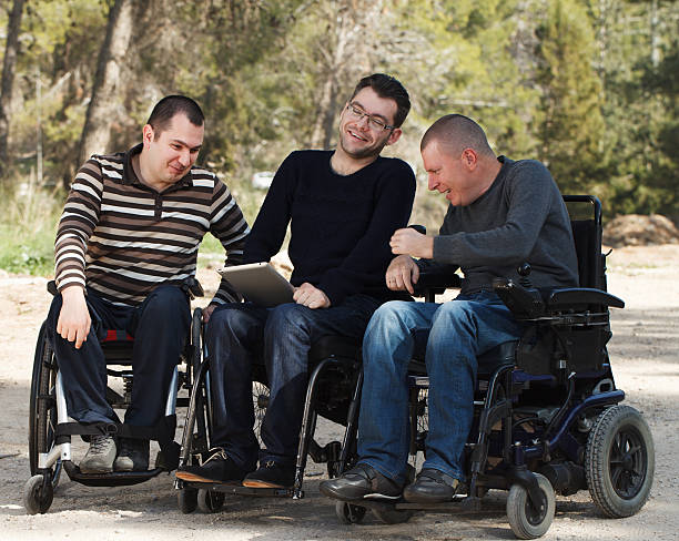 Disabled friends stock photo