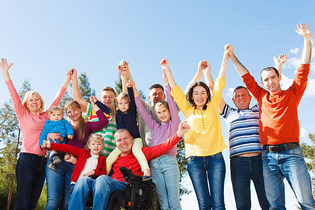Disabled Man with Group of people stock photo