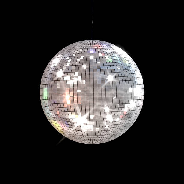 Disco Ball Large disco ball with shinny rays shooting out of the surface on a black background. disco ball stock pictures, royalty-free photos & images