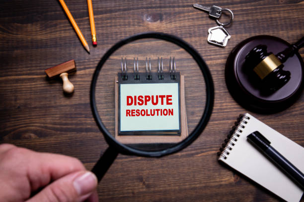 Dispute resolution. Lawyers, litigation, law and justice concept stock photo