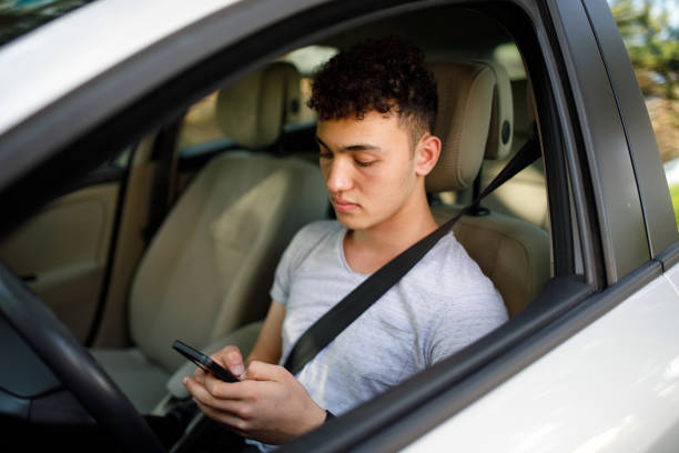 Distracted driving stock photo