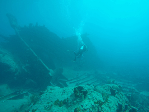 Two SCUBA Divers on the RMS Rhone wreck