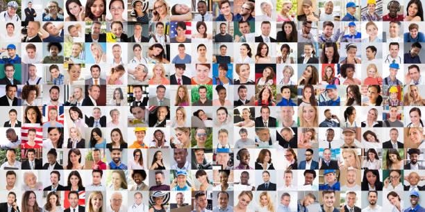 Diverse People Face Diverse People Face Or Avatar Portrait Collage crowded photos stock pictures, royalty-free photos & images