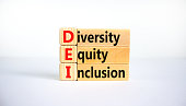 istock DEI, Diversity, equity, inclusion symbol. Wooden blocks with words DEI, diversity, equity, inclusion on beautiful white background. Business, DEI, diversity, equity, inclusion concept. 1337605271