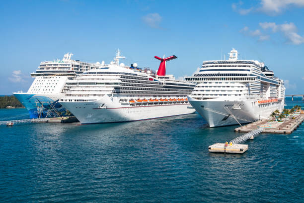 MCS Divina, Carnival Victory and Norwegian Escape Cruise Ships stock photo