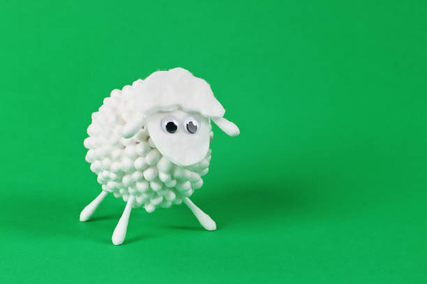 Diy Eid al adha lamb sheep cotton pads, cotton buds, swabs Gift idea, decor Eid al adha stock photo