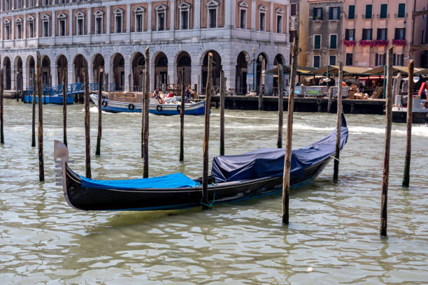 Docked gondola in Venice, Italy stock photo