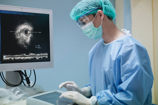 Doctor working at Intravascular ultrasound imaging (IVUS) stock photo