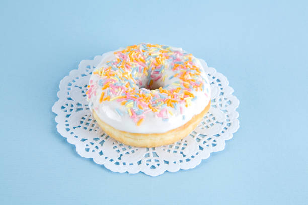 Doily colorful donuts stock photo