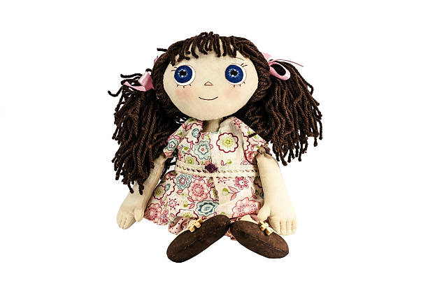 Doll with brown hair isolated on white stock photo