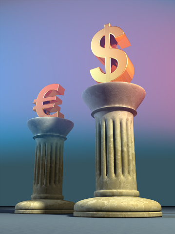Pictogram Teamwork with Euro Money Roll - White Background - 3D Rendering