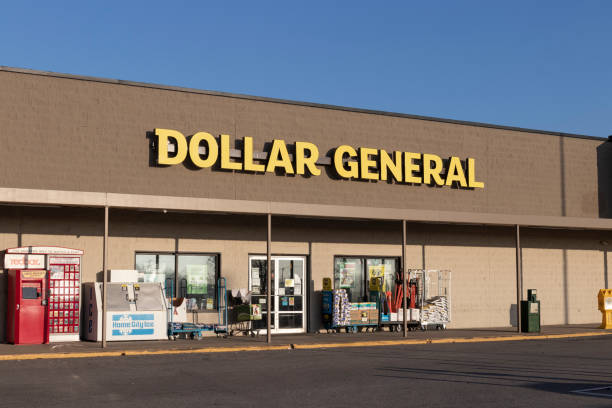 Dollar General Retail Location. Dollar General is a Small-Box Discount Retailer. stock photo