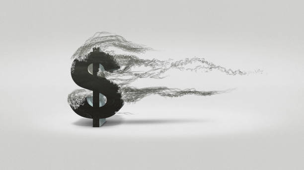 Dollar sign blowing away Dollar sign blowing away bankruptcy stock pictures, royalty-free photos & images