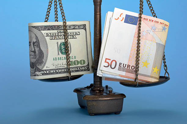 Dollars and euros stock photo