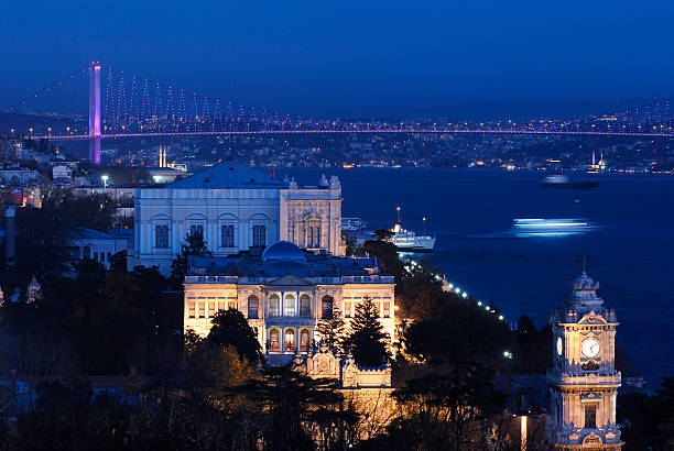 Dolmabahce Palace with Bosphorus stock photo