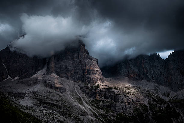 Dolomites of Brenta Rock Wall, Italy stock photo