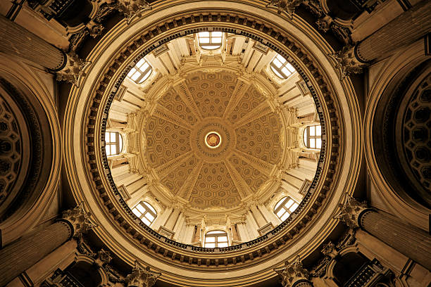 Dome, Basilica of Superga Interior dome of Basilica di Superga. Turin, Italy. Grained and vignetted for the mood http://www.massimomerlini.it/is/turin.jpg architectural dome photos stock pictures, royalty-free photos & images