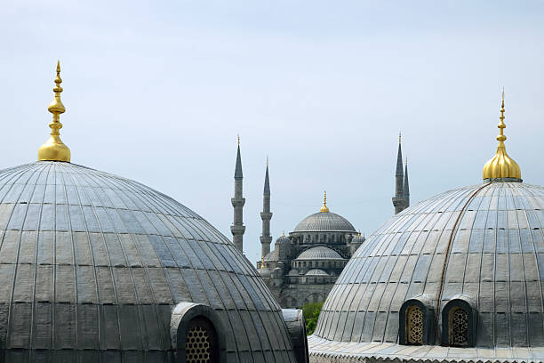 Domes and minarets in Istanbul Turkey stock photo