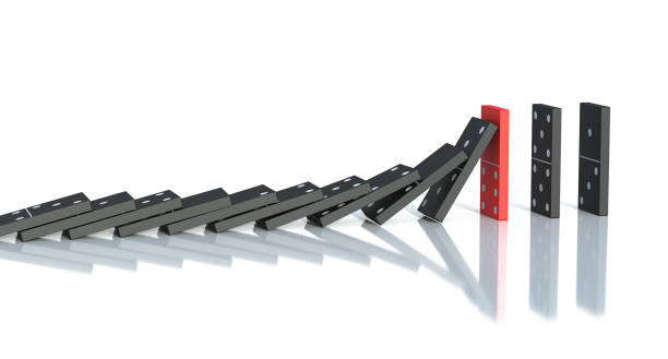 Domino effect 3d rendering domino, effect, 3d rendering, red domino stock pictures, royalty-free photos & images