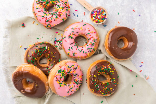 Donuts and sprinkles stock photo