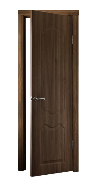 door, ajar wooden door, on a white background in isolation stock photo