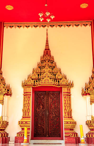 door of Thai temple stock photo