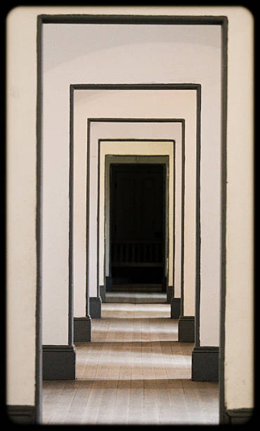 Doorways in a hall stock photo
