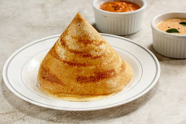 Dosa south indian breakfast in cone shape stock photo