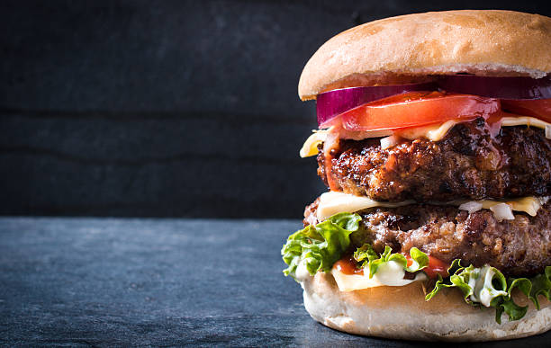 Double burger stock photo