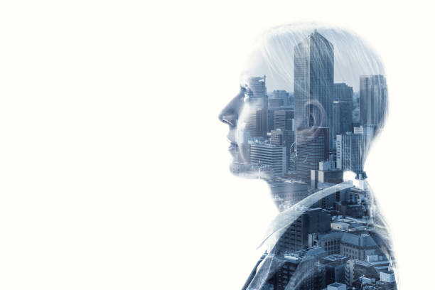 Double exposure of businesswoman and cityscape. Double exposure of businesswoman and cityscape. multiple exposure stock pictures, royalty-free photos & images