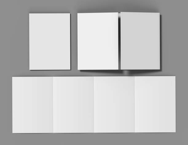 doppel-tor broschüre leere weiße vorlage für mock hochklappen und präsentation entwerfen. 3d illustration. - gefaltet stock-fotos und bilder