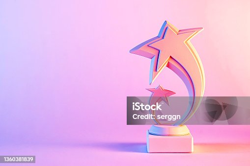 istock Double shooting star trophy or ornament in creative lighting 1360381839