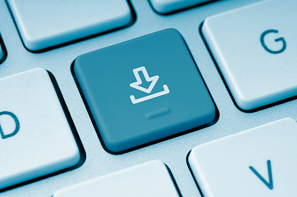 Download button on a computer keyboard stock photo