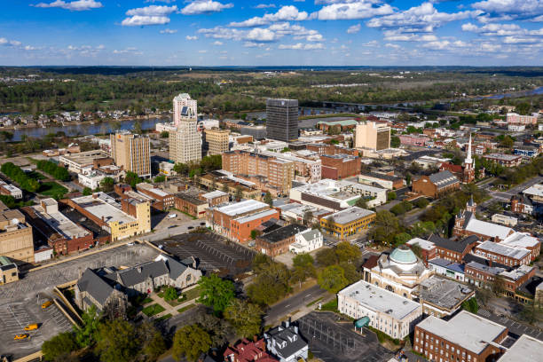 Downtown Augusta Aerial View stock photo