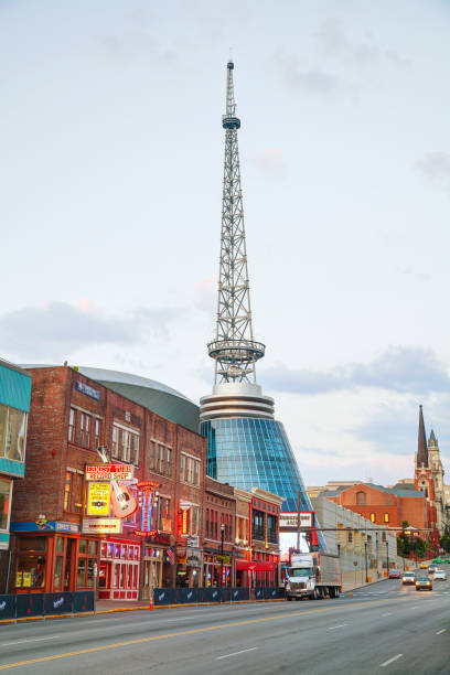 Downtown Nashville cityscape in the morning Downtown Nashville in Nashville, TN. Nashville is the capital of the State of Tennessee and the county seat of Davidson County. broadway nashville stock pictures, royalty-free photos & images