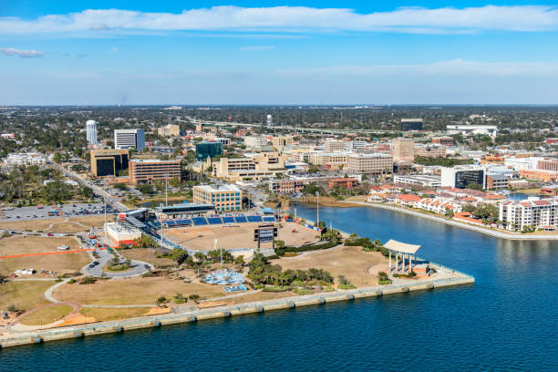 Downtown Pensacola Aerial stock photo
