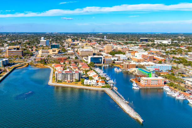 Downtown Pensacola Aerial stock photo