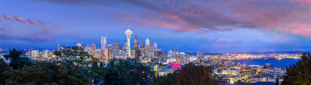 Downtown Seattle city skyline cityscape in United States stock photo