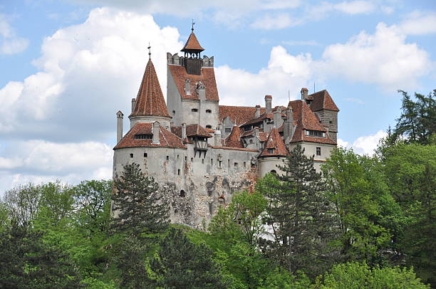 Dracula's Bran Castle in spring season stock photo
