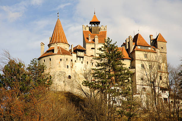 Dracula's Bran Castle viewed from left stock photo