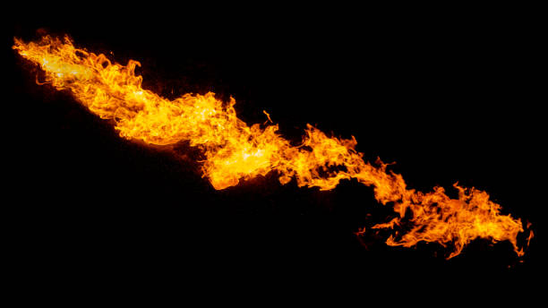 Dragon breathing flame Dragon breathing flame, fire stream isolated on black fire natural phenomenon stock pictures, royalty-free photos & images