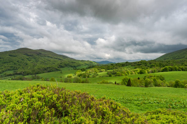 Dramatic stormy weather over Bieszczady mountains peaks,Poland Dramatic stormy weather over Bieszczady mountains peaks,Poland. bieszczady mountains stock pictures, royalty-free photos & images