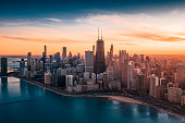 istock Dramatic Sunset - Downtown Chicago 1204331594