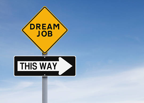 Dream Job This Way Modified road signs on job search wanted signal stock pictures, royalty-free photos & images