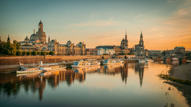 dresden, Germany the old town of dresden while sunset dresden germany stock pictures, royalty-free photos & images