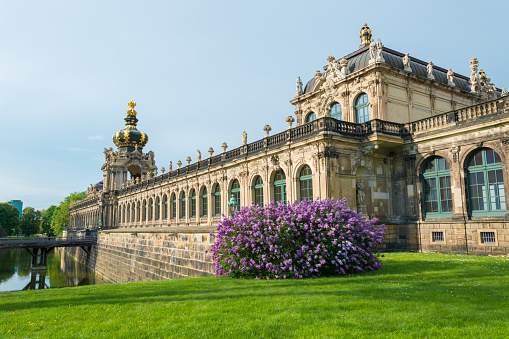 Dresden, Germany - April 22. 2014 - Dresdner Zwinger is one of germany's most famous buildings. Every year millions of tourists come to visit the famous historic baroque buildings of Dresden's Old Town.